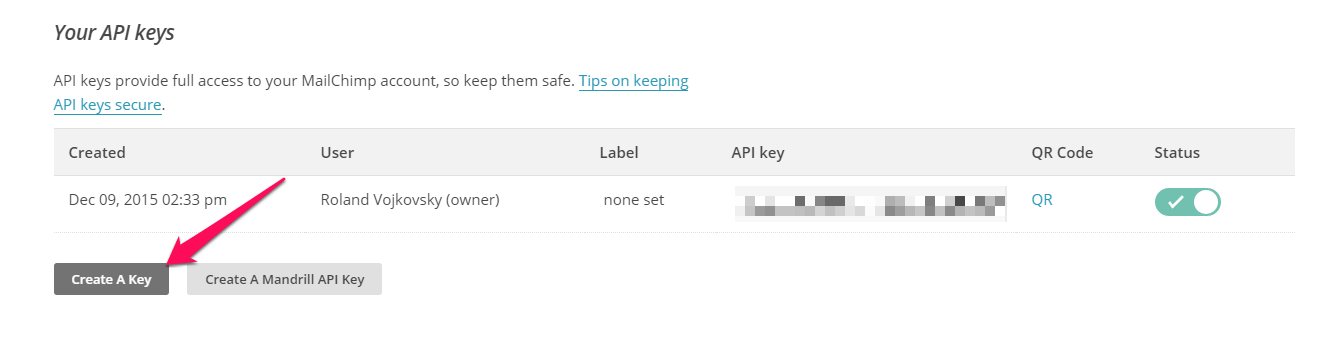 MailChimp: Ako získať API kľúč