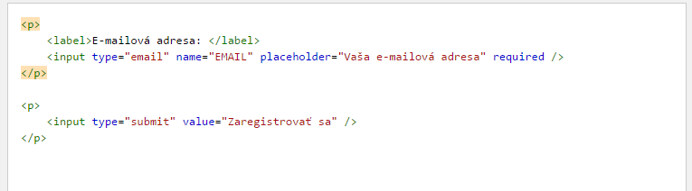 MailChimp html kód